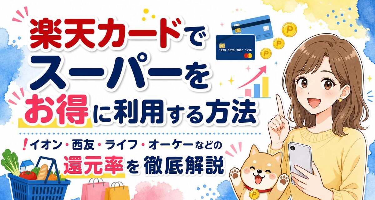 楽天カードでスーパーをお得に利用する方法!イオン・西友・ライフ・オーケーなどの還元率を徹底解説