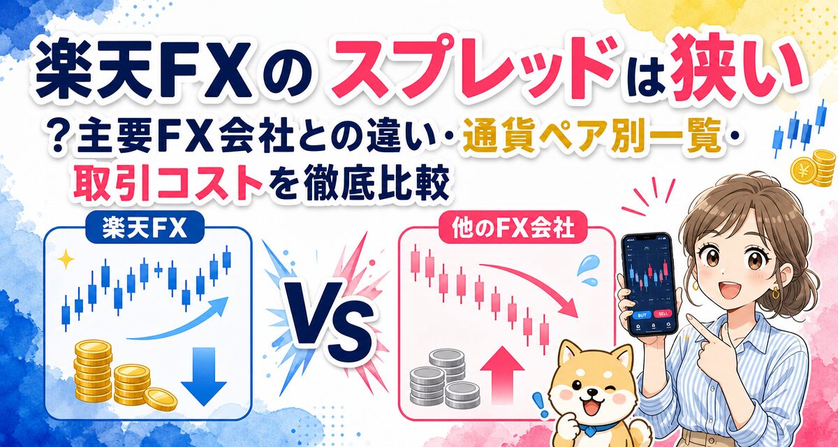 楽天FXのスプレッドは狭い?主要FX会社との違い・通貨ペア別一覧・取引コストを徹底比較